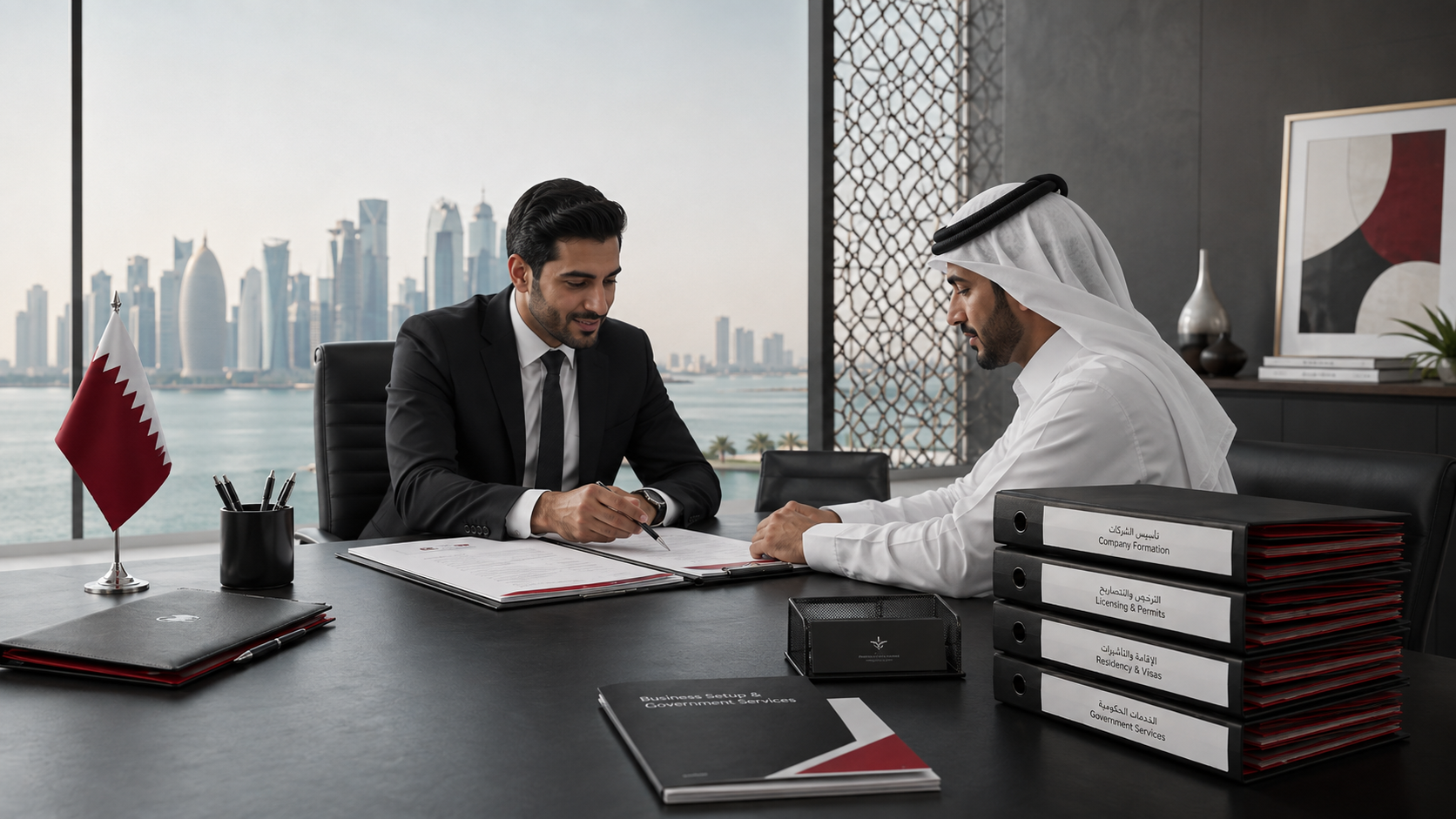 Business consultation at Double A office