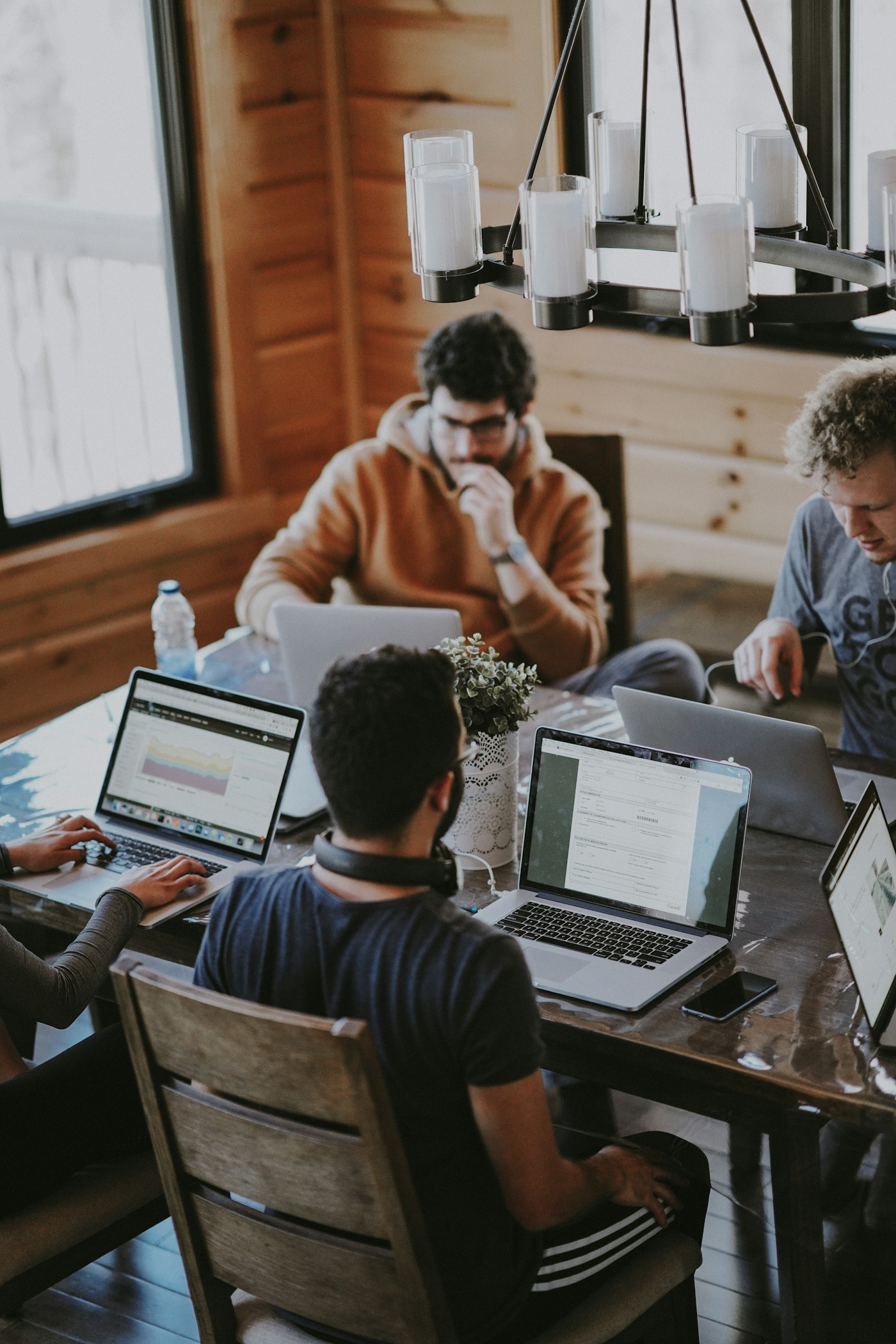 Business team collaborating around a table